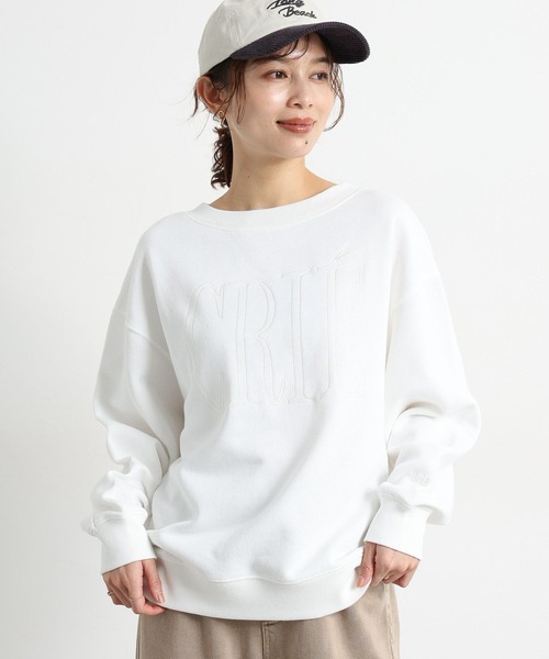 新品　定価19,800円IENA 別注　白 М 日本製 レディース　スウェット studio CLIP（スタディオクリップ） トレーナー スウェット 裏毛刺繍
