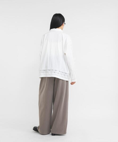 KBF（ケービーエフ） ブラウス シャツ ヴィンテージライクレースシャツ