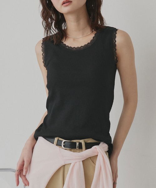 アイボリー レース タンクトップ AMERI COMBINATION LACE TOP