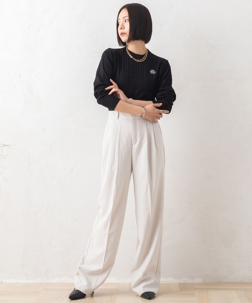 「marie claire bis」 長袖ニット L ブラック レディース_画像3