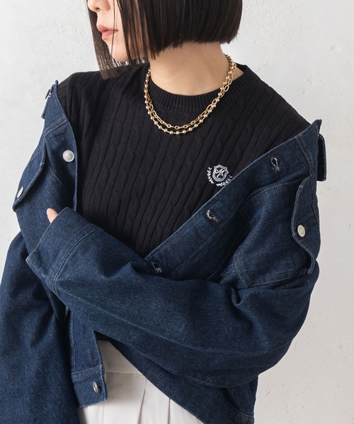 「marie claire bis」 長袖ニット L ブラック レディース_画像4
