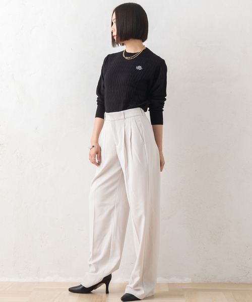 「marie claire bis」 長袖ニット L ブラック レディース_画像5