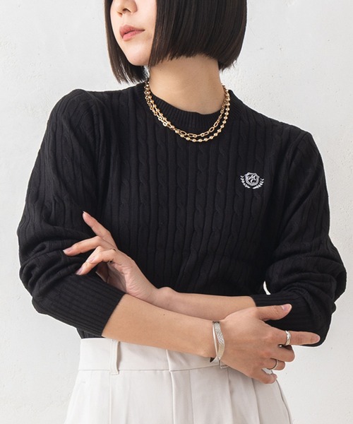 「marie claire bis」 長袖ニット L ブラック レディース_画像6