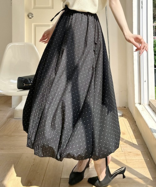 SEE BY CHLOÉ バルーンシルエット新品スカート Ada. スカート ドットデザイン バルーンシルエットロングスカート