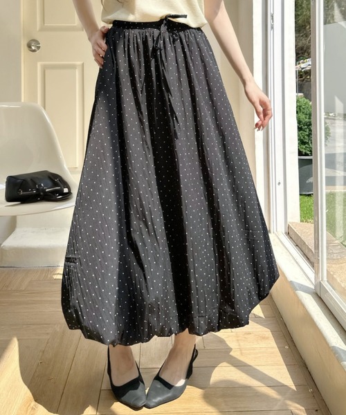 Ada. スカート ドットデザイン バルーンシルエットロングスカート