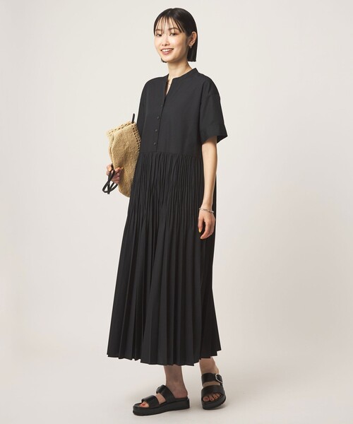 ワンピース 「size SHORT/TALLあり」ワッシャー プリーツ ショートスリーブ ワンピースの画像