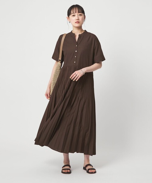 ワンピース 「size SHORT/TALLあり」ワッシャー プリーツ ショートスリーブ ワンピースの画像