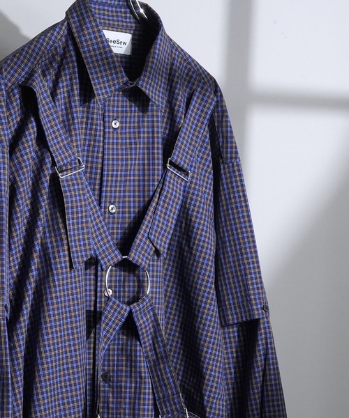 「SeeSew」 長袖シャツ L ブルー メンズの画像