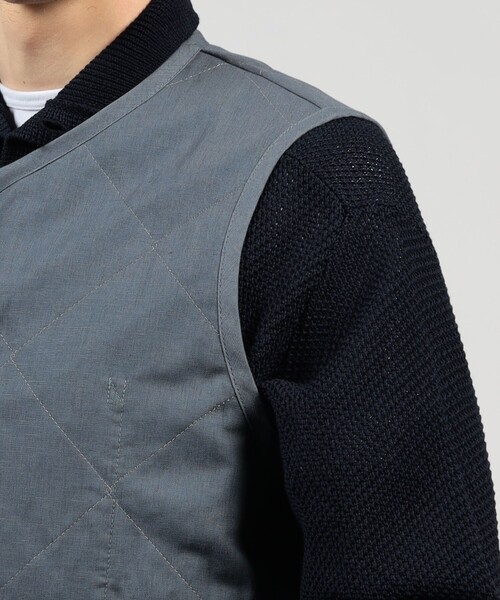 ベスト ジレ 「別注」LAVENHAM UNWADDED THORNHAM リネンコットン キルティングベスト メンズの画像