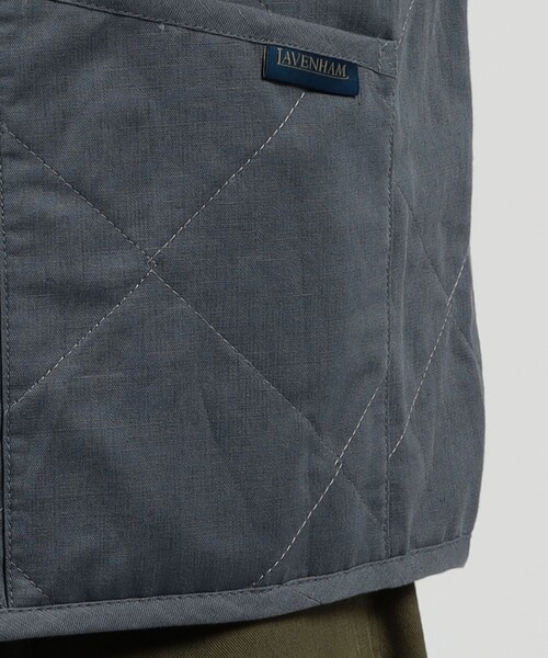 ベスト ジレ 「別注」LAVENHAM UNWADDED THORNHAM リネンコットン キルティングベスト メンズの画像