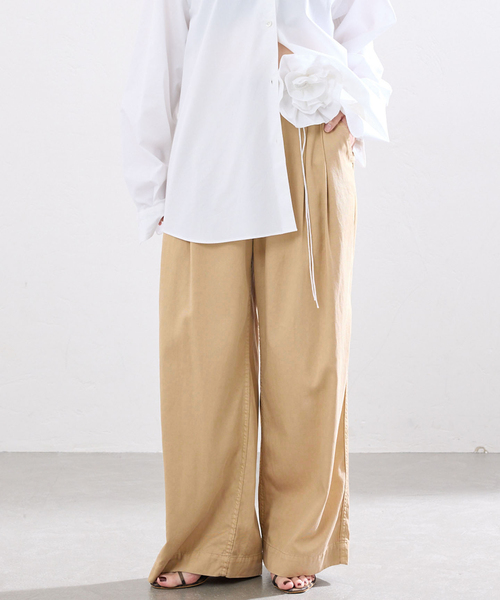 IENA（イエナ） チノパン BLACK ワイドチノパンツ レディース