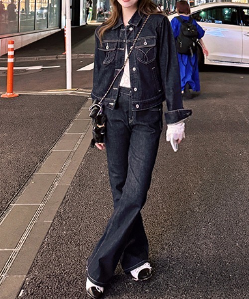 FAVORITO セットアップ ショートジャケットデニムパンツセットアップ
