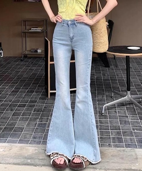 「Achic」 ブーツカットデニムパンツ S ライトブルー レディース_画像5