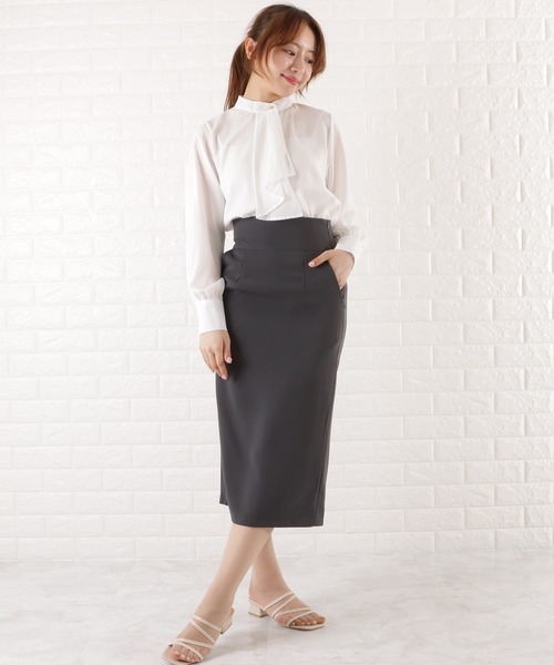 新品✨タグ付きADORE ハイウエスト　ロングタイトスカート　M　ブラック Lace Ladies スカート ハイウエストタイトロングスカート