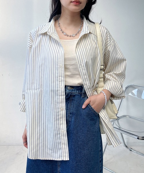 シナモン【美品】2019SS アサビックシャツ ブルー XTFST09J2 サマー タオル地 カバーアップ シャツ