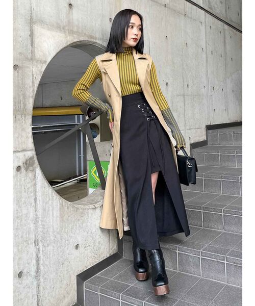 MURUA（ムルーア） ロング スカート レースアップラップスカート