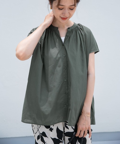 URBAN RESEARCH DOORS シャツ ブラウス ボイルギャザーフレンチ