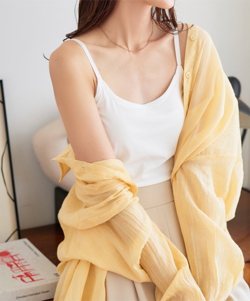 キャミソール モールデッドカップトップス By/m [バイエム] アシメストラップ カップ付きキャミソール