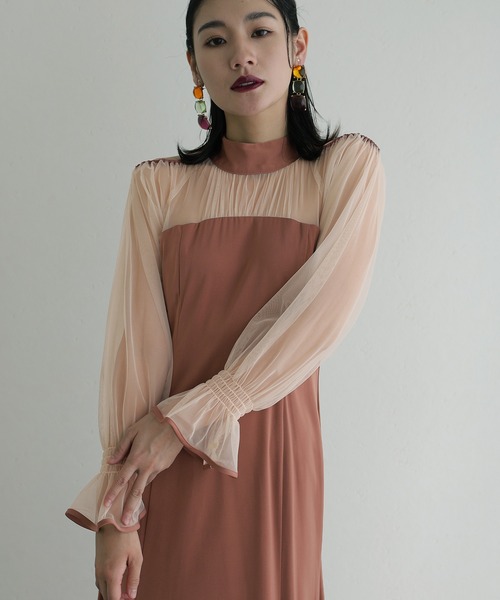 atlo（アトロ） ドレス 袖あり＆ロング パーティードレス チュール