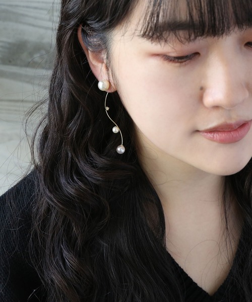 colleca la ピアス 「2WAY」パール×ウェーブラインピアス レディース 