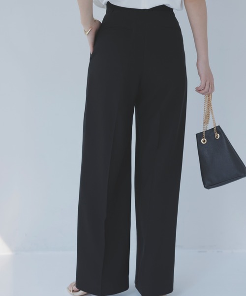 anuans スラックス パンツ ツータックワイドパンツ レディース