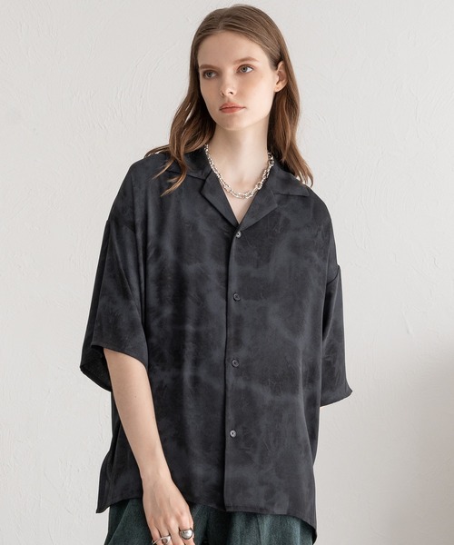 Resurrection タイダイ モックネック半袖シャツ M ④ SELLE GLANT（セレグランテ） シャツ 半袖 OPEN COLOUR TIE-DYE SHIRT
