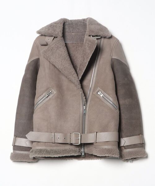 「ALLSAINTS」 レザーブルゾン X-SMALL ベージュ レディース