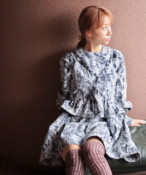 Se ジャガードミニドレス 【SANSeLF】 sanwt24a006 Se ジャガードミニドレス 【SANSeLF】 sanwt24a006