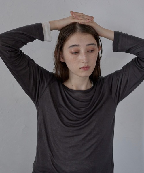 tシャツ 「MINERTE」long sleeve sheer tops / ネップシアートップス レディース