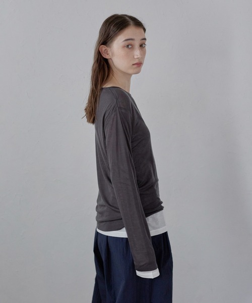tシャツ 「MINERTE」long sleeve sheer tops / ネップシアートップス レディース セール】【MINERTE】long sleeve sheer tops / ネップシアー