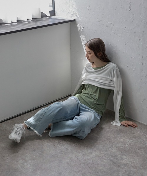 MINERTE tシャツ 「MINERTE」long sleeve sheer tops / ネップ