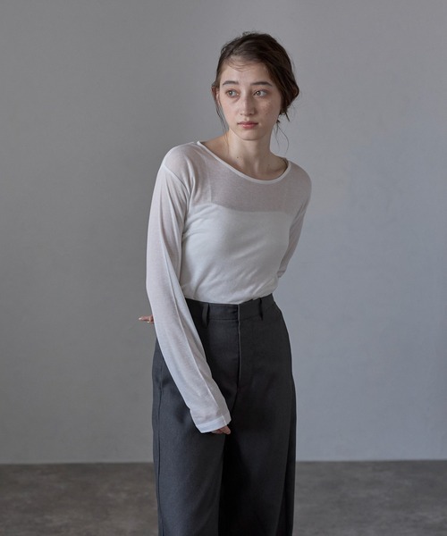 tシャツ 「MINERTE」long sleeve sheer tops / ネップシアートップス レディース MINERTE tシャツ 「MINERTE」long sleeve sheer tops / ネップ