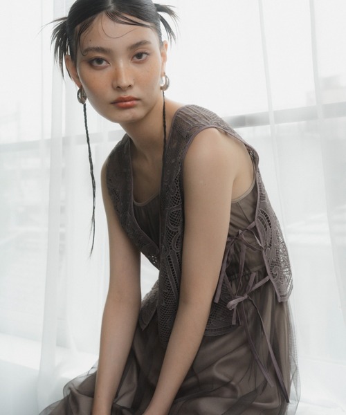 ANDRESD 2wayチュールドレス ANDRESD ドレス tulle layered dress チュールレイヤードドレス