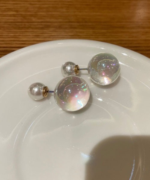 Mayree ピアス 「float」ガラス玉/しゃぼん玉 モチーフ ピアス「3way