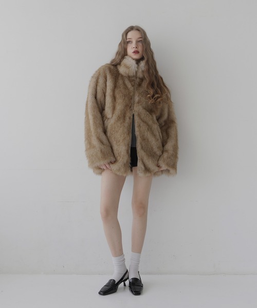 BABYPHAT オーバーサイズ フェイクファー フーデッド ボンバー