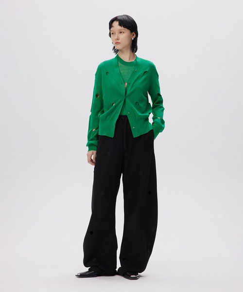 ニット セーター Polka-dot Cut-out Cotton-blend Cardigan レディース JNBY ニット セーター Polka-dot Cut-out Cotton-blend Cardigan