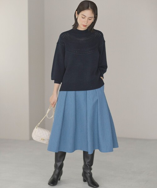 組曲（KUMIKYOKU） スカート フラワーラメジャガード フレアスカート