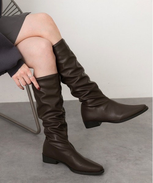ad thie（アドティエ） ブーツ ギャザー ロングブーツ レディース