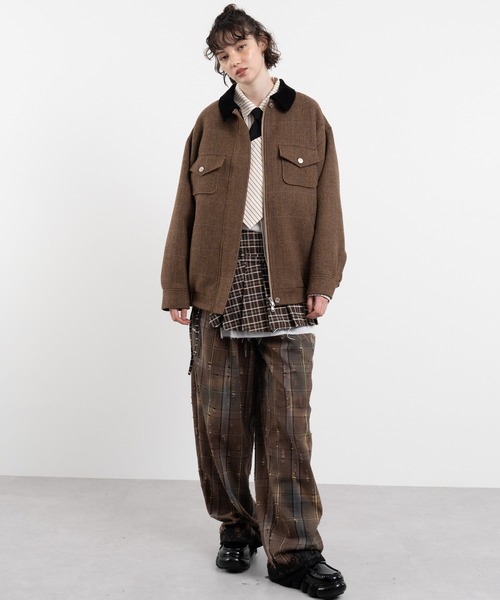 ブルゾン アウター 「ELOOPS」ウールブレンドツイードジャケット