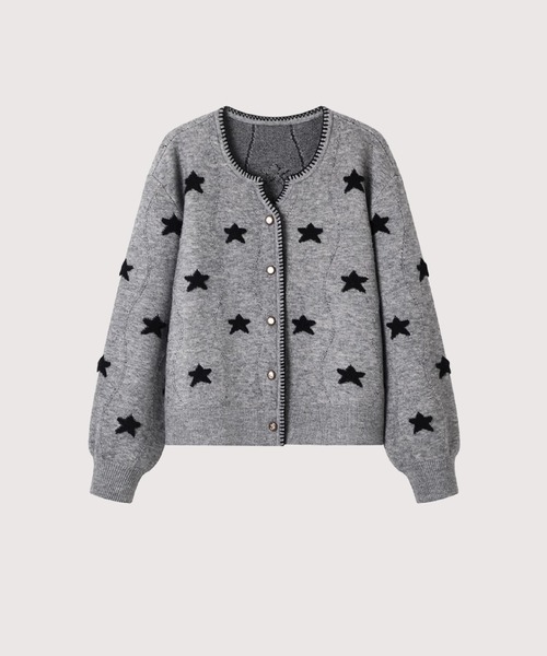カーディガン スターデコカーディガン Star Decor Gray Cardigan レディース