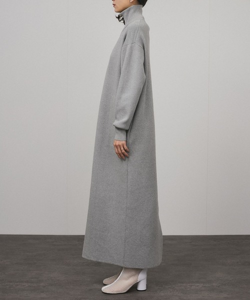 SALON adam et rope' ワンピース スウェットライクハーフジップ