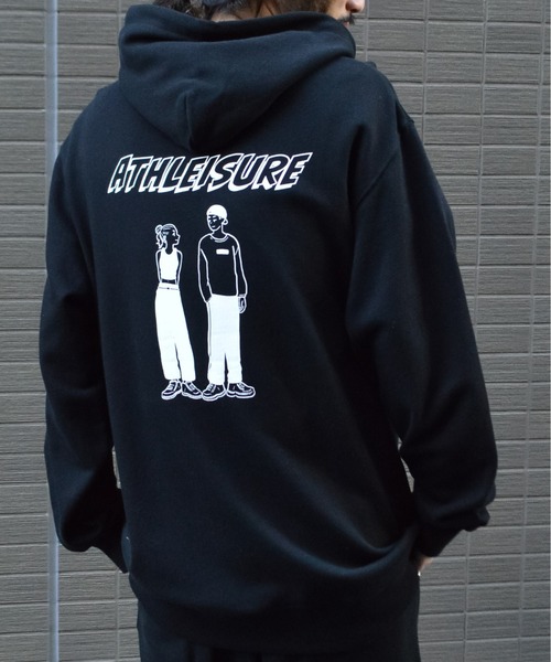 パーカー 「MODISH GAZE」カップルイラスト裏毛フーディ（ATHLEISURE） レディース メンズ