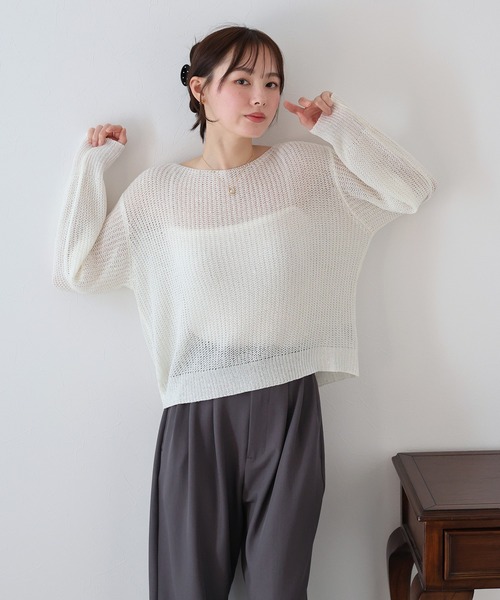 BLUEEAST ニット セーター スパンコールメッシュニット