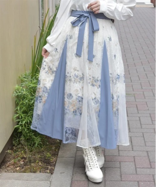axes femme（アクシーズ ファム） ロング スカート フラワーパネル