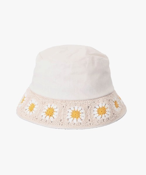 カーリーファーハット ANNA SUI 新品未使用 ホワイト ANNA SUI 帽子 ハット お花ニットモチーフバケットハット