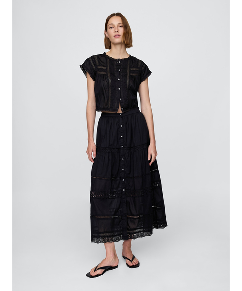 GAP スカート レーストリミング ティアード マキシスカート