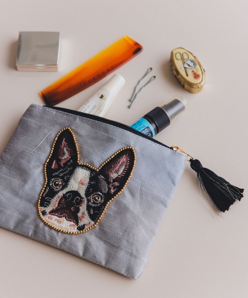 studio CLIP（スタディオクリップ） ポーチ 「daily CLIP」ドッグ刺繍