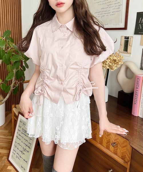 moment+ スカート アシンメトリーティアードフラワーカットレース