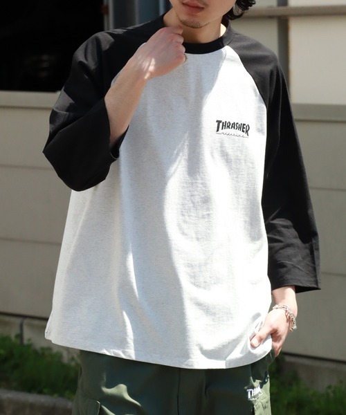 THRASHER tシャツ 「THRASHER/スラッシャー」7分丈配色ラグラン