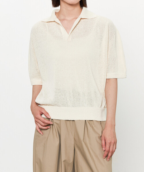 ポロシャツ ポロ alvana |「別注」半袖スキッパーニットポロシャツ WOMEN レディース